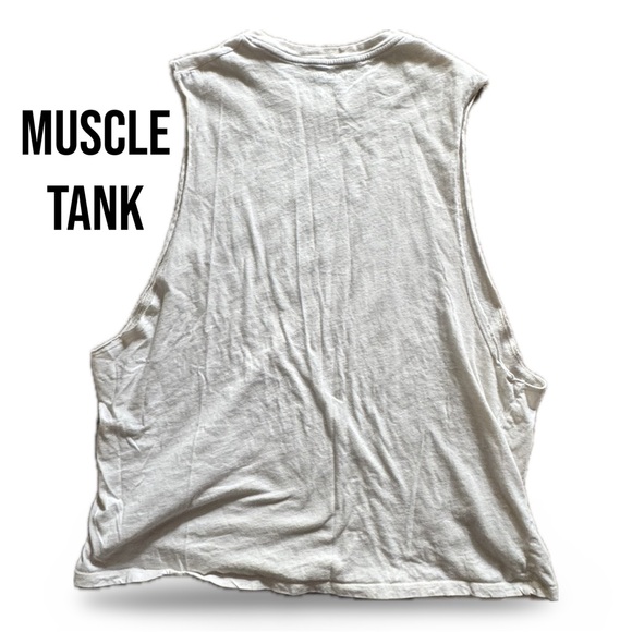 American Eagle 'Keep Smiling' White Muscle Tank Top - Picture 2 of 5